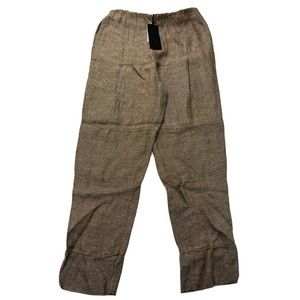 LUUKAA Womens Wide Leg Linen Pants Boho Lagenlook Size 10 NWT Beige Brown